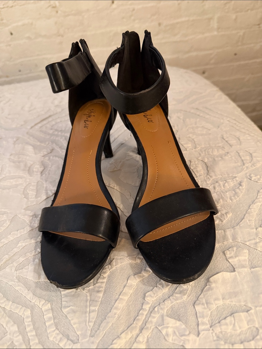 Style & Co. Black Open-Toe Ankle-Strap Heels